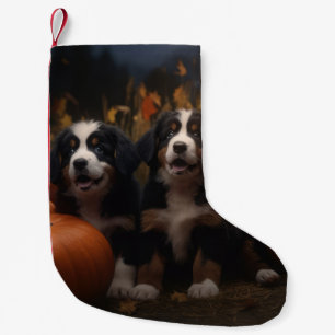 Petite Chaussette De Noël Bernois Montagne Chiot Automne Citrouille