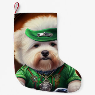 Petite Chaussette De Noël Bichon Frisé Chien Conduite Vélo St. Patrick