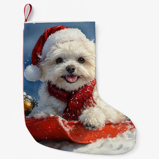 Petite Chaussette De Noël Bichon Frise Chien dans la boue Laisser passer la (Devant)