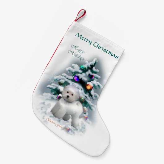 Petite Chaussette De Noël Bichon Frise Christmas (Devant (Accrochage))
