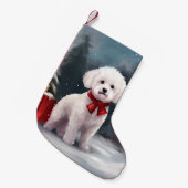 Petite Chaussette De Noël Bichon Frise Dog à Noël de neige (Devant (Accrochage))