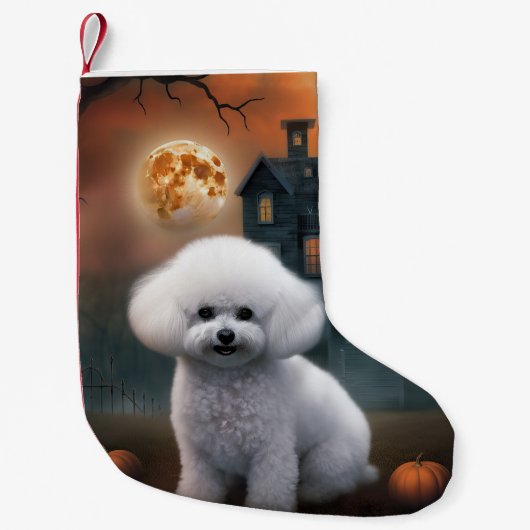 Petite Chaussette De Noël Bichon Frise Halloween effroi (Devant)