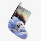 Petite Chaussette De Noël Bichon Frise Laisser neiger Noël (Devant (Accrochage))