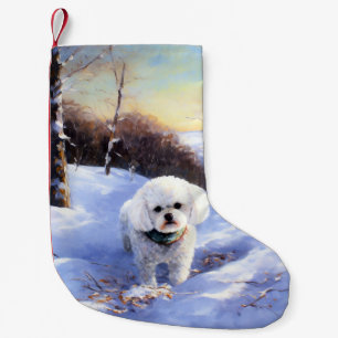 Petite Chaussette De Noël Bichon Frise Noël neige délicieusement