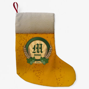 Petite Chaussette De Noël Bière et logo personnalisé de monogramme
