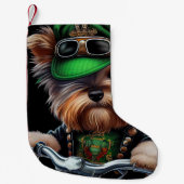 Petite Chaussette De Noël Biewer Terrier Chien Conduite Vélo St. Patrick's D (Devant)