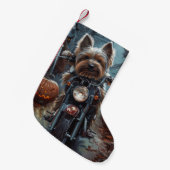 Petite Chaussette De Noël Biewer Terrier équitation Moto Halloween Effrayer (Devant (Accrochage))