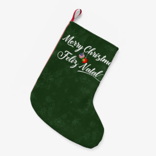 Petite Chaussette De Noël Bilingue Portugais Américain Xmas Stocking