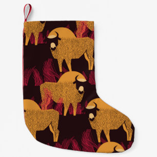 Petite Chaussette De Noël Bison Haute herbe : Motif de terrain.