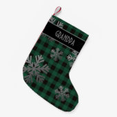 Petite Chaussette De Noël Bison vert Plaid Sparkt Snowflakes (Devant (Accrochage))