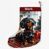 Petite Chaussette De Noël Black et Tan Dachshund (Dos)
