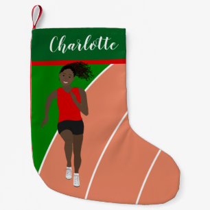 Petite Chaussette De Noël Black Hair Track Girl en rouge