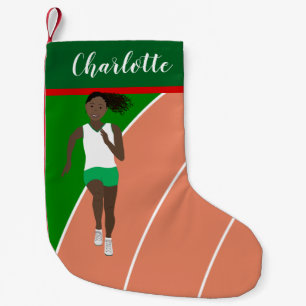 Petite Chaussette De Noël Black Hair Track Girl en vert