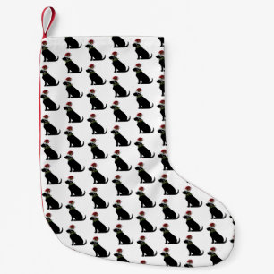 Petite Chaussette De Noël Black Lab Chien Noël Santa Hat Holly Fun