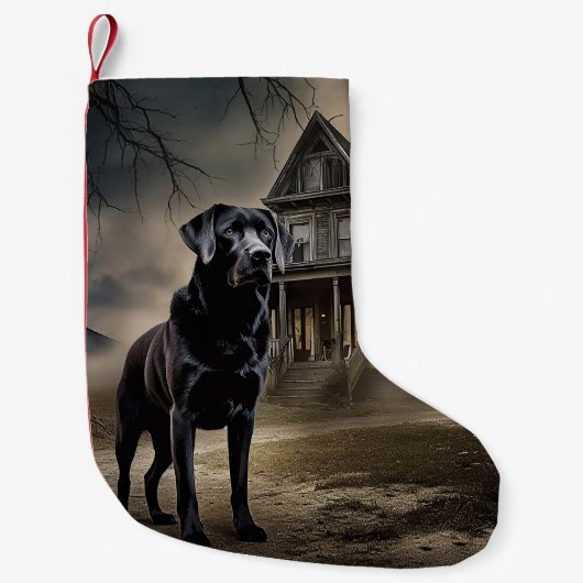 Petite Chaussette De Noël Black Labrador Halloween (Devant)