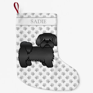 Petite Chaussette De Noël Black Shih Tzu Cute Cartoon Chien & Nom