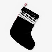 Petite Chaussette De Noël Black & White Piano Keyboard  (Devant (Accrochage))
