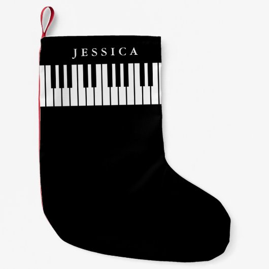 Petite Chaussette De Noël Black & White Piano Keyboard  (Devant)