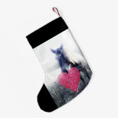 Petite Chaussette De Noël blanc rose noir / cheval & coeur Noël Cheval (Dos (Accrochage))
