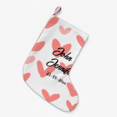 Petite Chaussette De Noël blanc simple style de texte mariage rouge coeur (Devant (Accrochage))