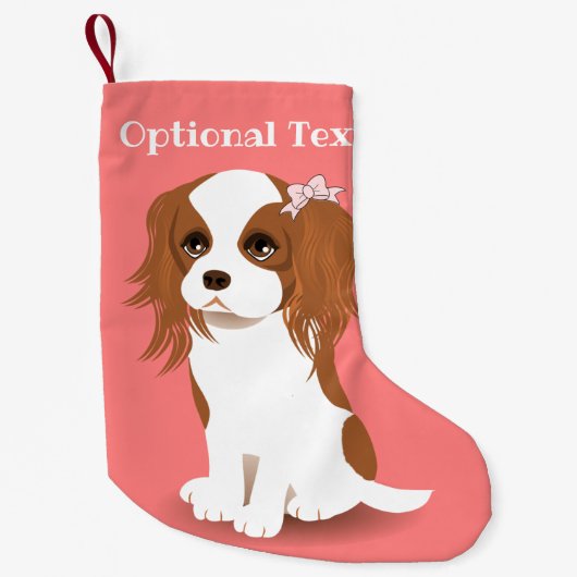 Petite Chaussette De Noël Blenheim Cavalier King Charles Spaniel rose (Devant)