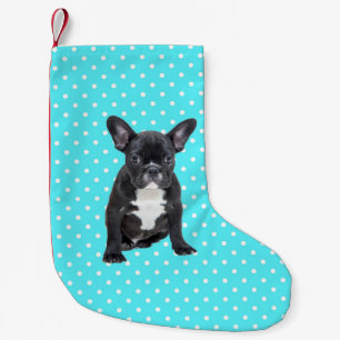 Petite Chaussette De Noël Bleu Chien à Chien à Chien Bleu Pois mignon