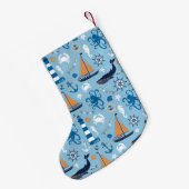 Petite Chaussette De Noël Bleu et orange d'océan nautiques (Dos (Accrochage))