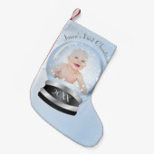 Petite Chaussette De Noël bleu neige globe bébé garçon premier Noël (Devant (Accrochage))