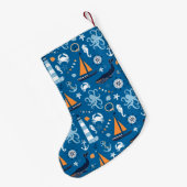 Petite Chaussette De Noël Bleu profond toutes les choses nautiques (Dos (Accrochage))