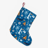 Petite Chaussette De Noël Bleu profond toutes les choses nautiques (Devant (Accrochage))