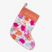 Petite Chaussette De Noël Bleu rose orange Abstrait Peinture (Devant (Accrochage))