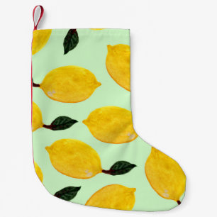 Petite Chaussette De Noël Bleuets de citron juteux : Aquarelle en papier tra