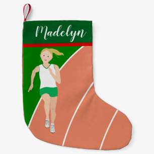 Petite Chaussette De Noël Blonde Hair Track Girl en vert
