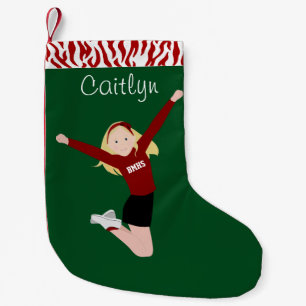 Petite Chaussette De Noël Blonde pom-pom girl en rouge et noir