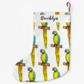 Petite Chaussette De Noël Blue-and-yellow macaw bird cartoon illustration (Dos)