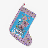 Petite Chaussette De Noël Blue Budgie floral art Dames Noël Stocker (Devant (Accrochage))