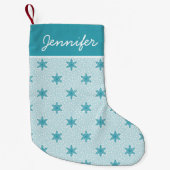 Petite Chaussette De Noël Blue Frosted Winter Snowflake Motif (Devant)
