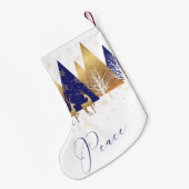 Petite Chaussette De Noël Blue Gold Peace Bois Deer (Dos (Accrochage))