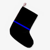 Petite Chaussette De Noël Blue Line mince symbolique sur le noir solide (Devant (Accrochage))