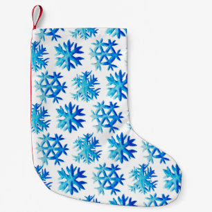 Petite Chaussette De Noël Blue Snowflacon Aquarelle Art d'hiver