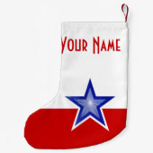 Petite Chaussette De Noël Blue Star Red print Nom stockant deux côtés (Dos)
