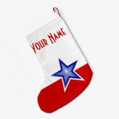 Petite Chaussette De Noël Blue Star Red print Nom stockant deux côtés (Dos (Accrochage))