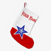 Petite Chaussette De Noël Blue Star Red print Nom stockant deux côtés (Devant (Accrochage))