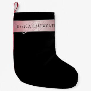 Petite Chaussette De Noël Blush Élégant Faux Or Rose Nom & Initiales