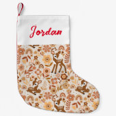 Petite Chaussette De Noël Boeuf mignon cerf modèle floral (Devant)