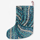 Petite Chaussette De Noël bohème chic gris argenté bleu turquoise (Dos)