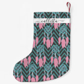 Petite Chaussette De Noël Bohème Turquoise Dreamcatcher Chevron Motif (Dos)