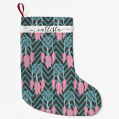 Petite Chaussette De Noël Bohème Turquoise Dreamcatcher Chevron Motif (Devant)