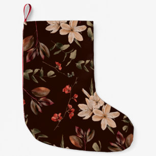 Petite Chaussette De Noël Bohemian floral seamless pattern with dark brown b