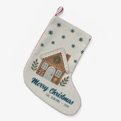 Petite Chaussette De Noël Boho Cookie House Snowflakes Famille (Devant (Accrochage))